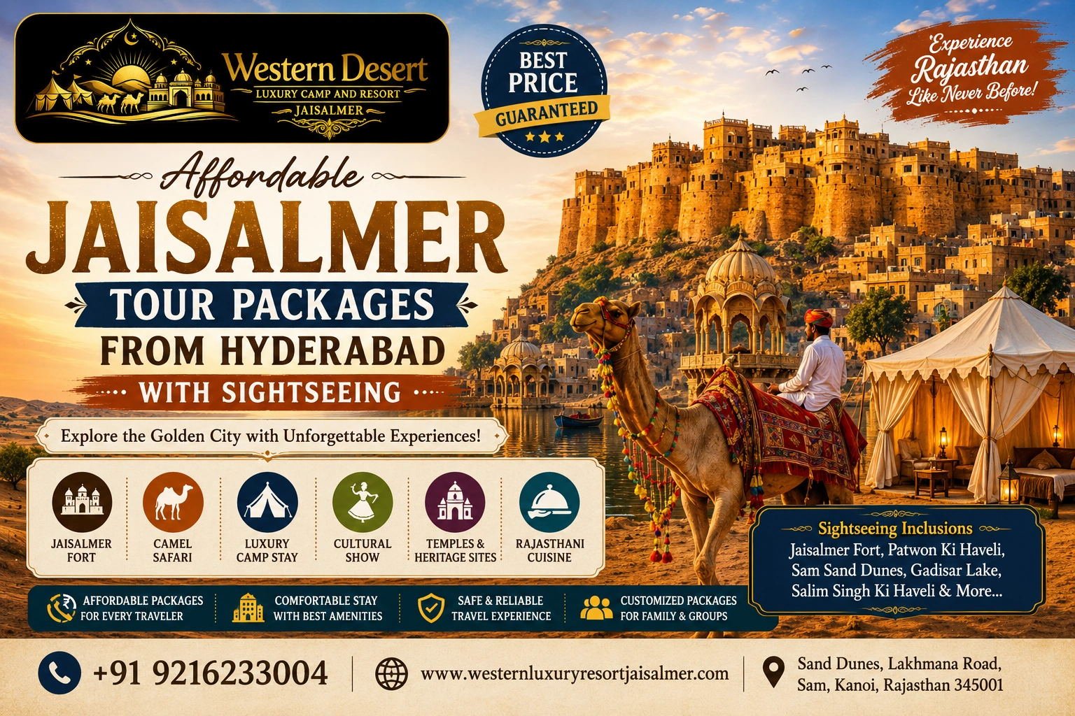 Affordable Jaisalmer Tour Packages From Hyderabad with Sightseeing