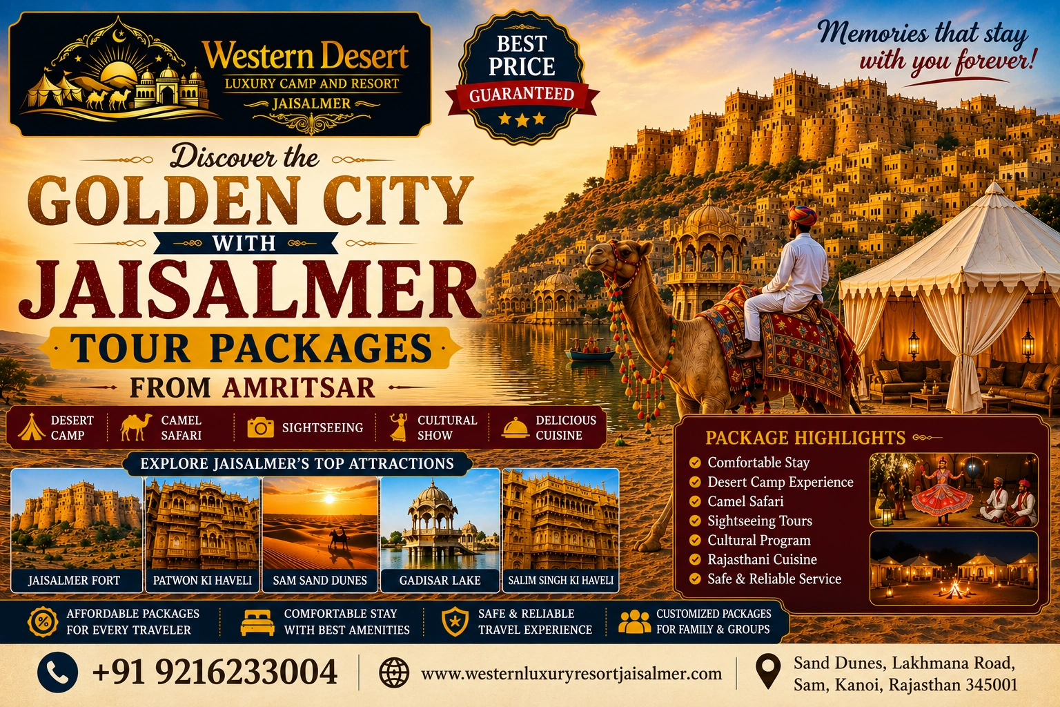 Discover the Golden City with Jaisalmer Tour Packages From Amritsar