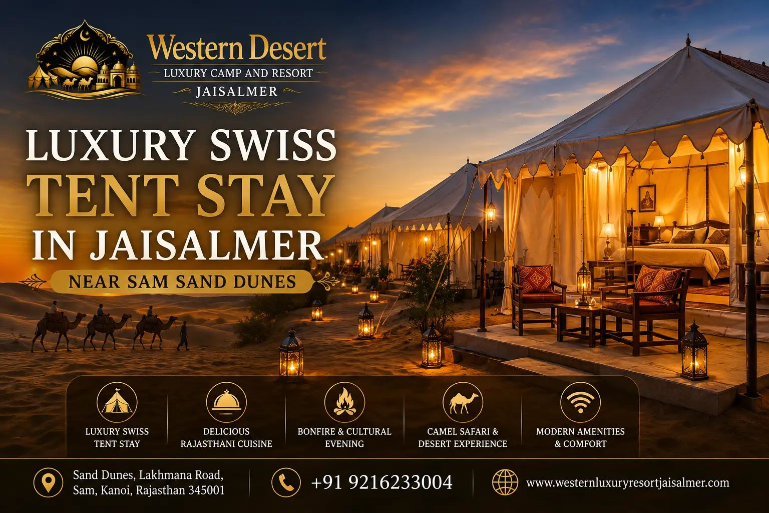 Luxury Swiss Tent Stay in Jaisalmer Near Sam Sand Dunes